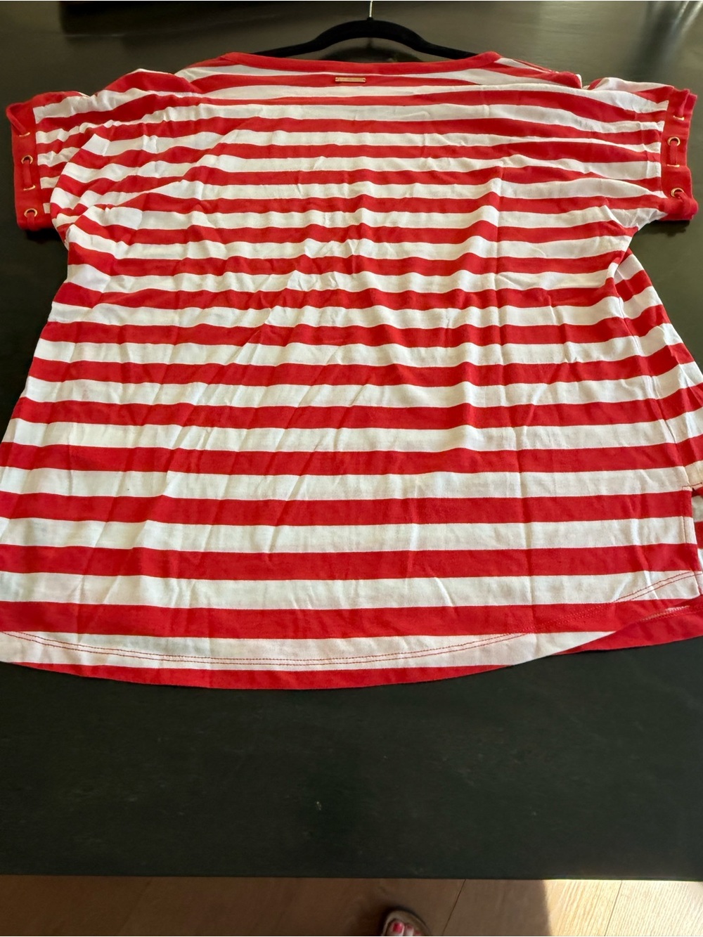Michael Kors Red/White Striped Short Sleeve Top - Like New - Picture 7 of 11